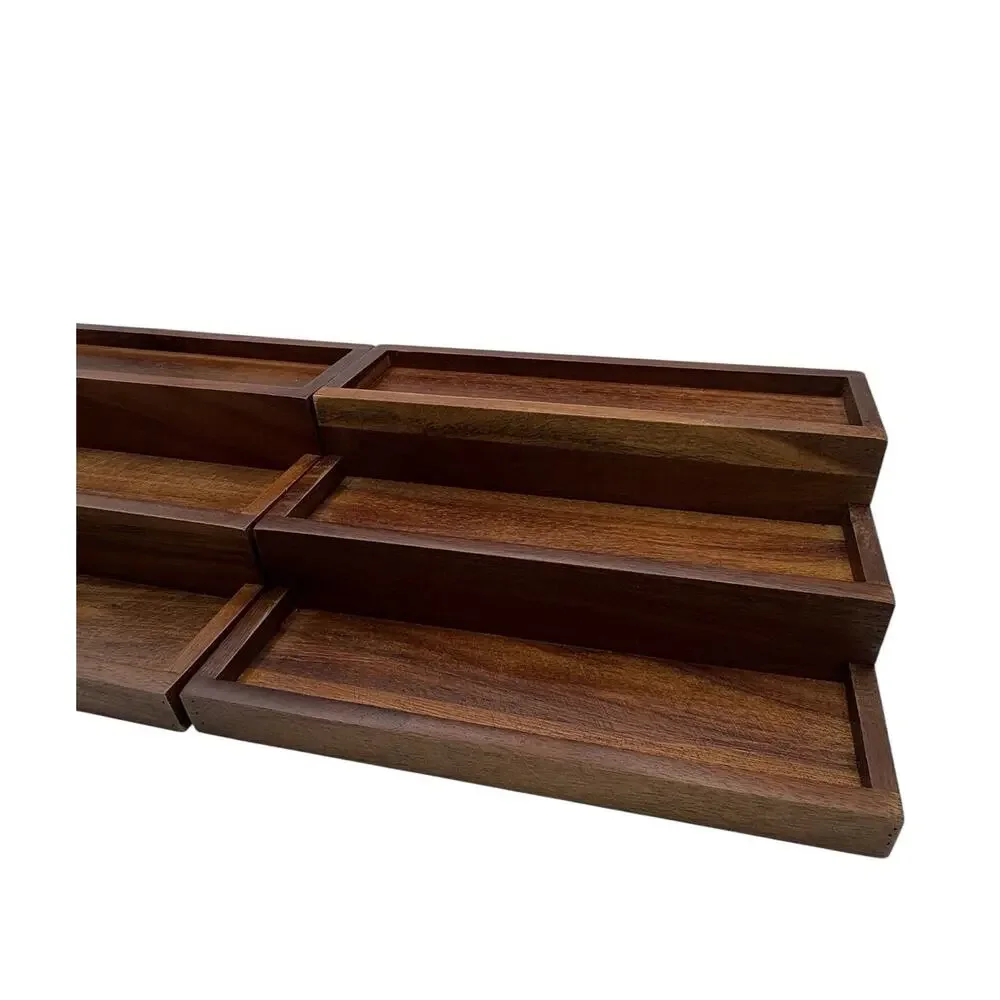 3-Tier Wood Display Riser Set of 2 Tiered Wooden Stands 9